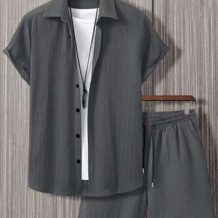 Jacquard Black And White Solid Color Suit Short Sleeve Fendax 0