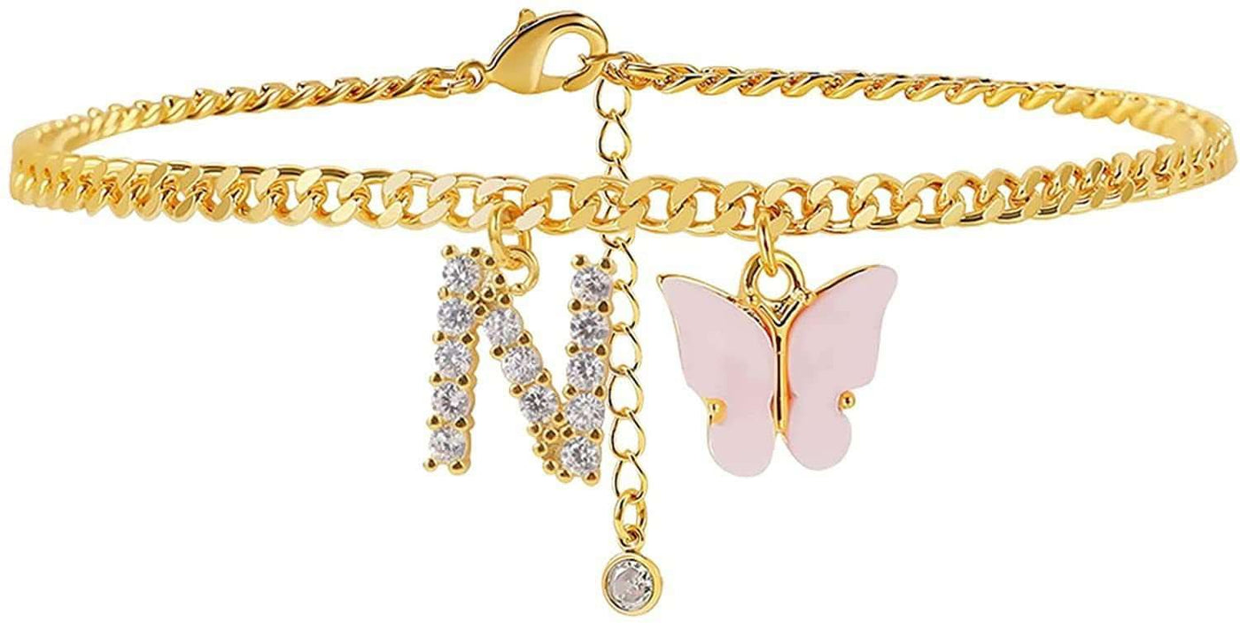 Butterfly Letter Feet Chain Fashion Inlaid Diamond Letter Acrylic Fendax 0