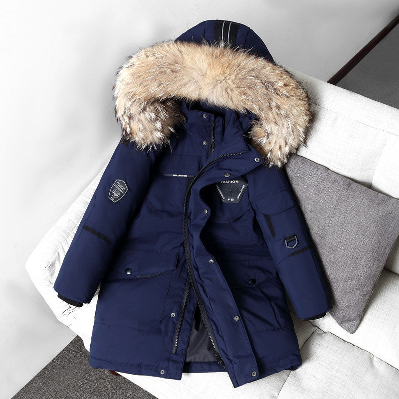 Children's Thickening Fur Collar Coat