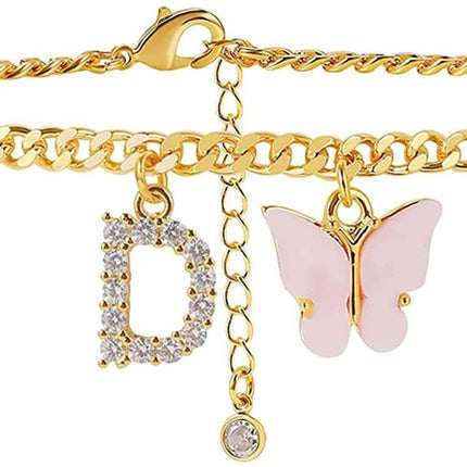 Butterfly Letter Feet Chain Fashion Inlaid Diamond Letter Acrylic Fendax 0