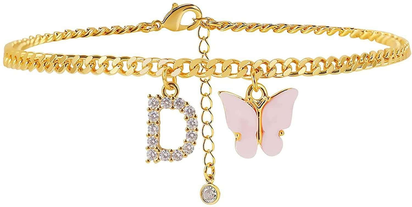 Butterfly Letter Feet Chain Fashion Inlaid Diamond Letter Acrylic Fendax 0