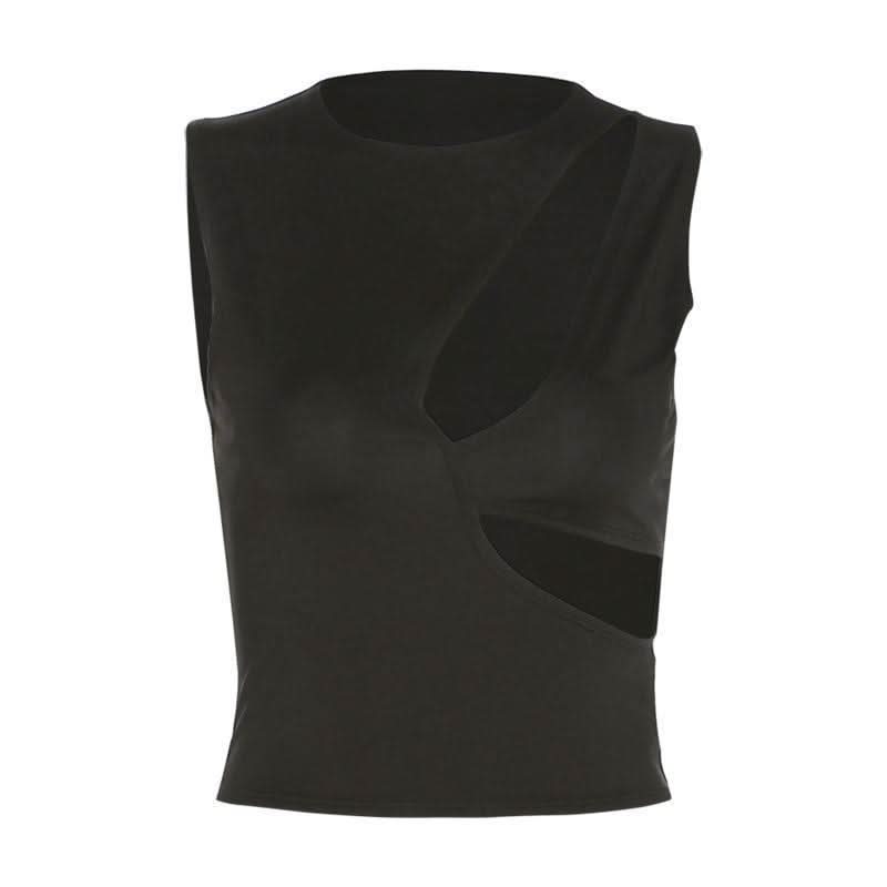 Women's Fashionable Round Neck Slim Fit Crop Top Fendax 0