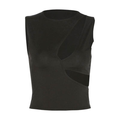 Women's Fashionable Round Neck Slim Fit Crop Top Fendax 0