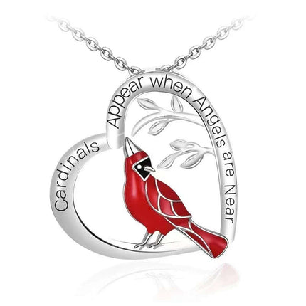 Creative Heart Shaped Cardinal Pendant Necklace, Exquisite Party Commemorative Accessory Gift Jewelry Anniversary Party Gifts, Valentine's Day Gift Fendax 0