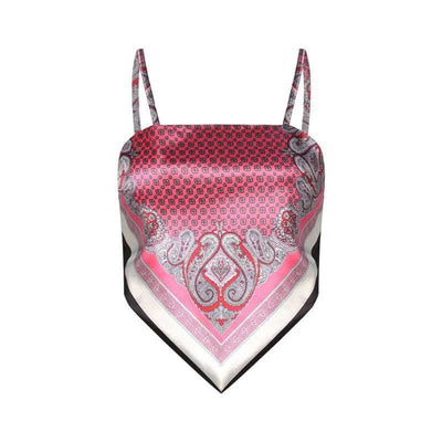 Satin Print Back Lace Sexy Top Bellyband Fendax 0