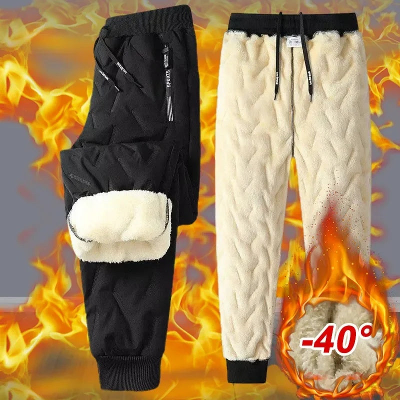 Men Plush Thick Fleece Sweatpants