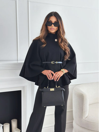 Batwing Sleeves Cloak Top With Belt
