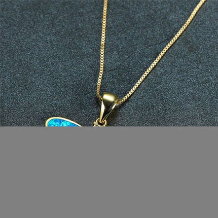 Simulated Opal Dragonfly Ladies' Pendant Necklace Fendax 0