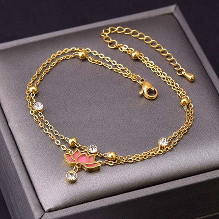 Flower Double Layer Feet Chain Zircon Fendax 0