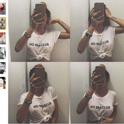 No Bra Club - Free The Nipples Feminist Womenempower Cotton Crop Top T-shirt Fendax 0