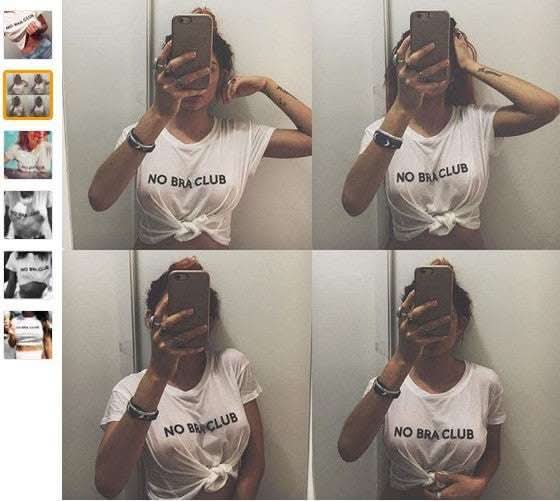 No Bra Club - Free The Nipples Feminist Womenempower Cotton Crop Top T-shirt Fendax 0