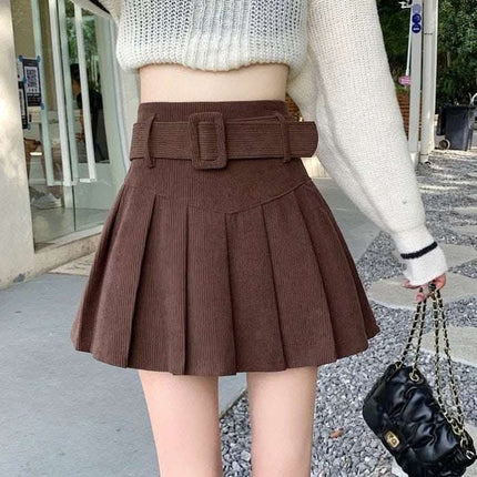 Corduroy Half Women's Autumn A-line Half Skirt Pleated Skirt Fendax 0