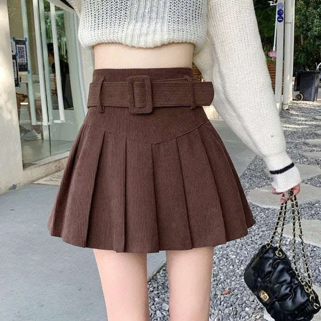 Corduroy Half Women's Autumn A-line Half Skirt Pleated Skirt Fendax 0
