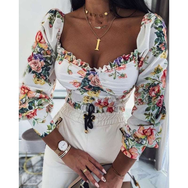 Sexy puff sleeve print top Fendax 0