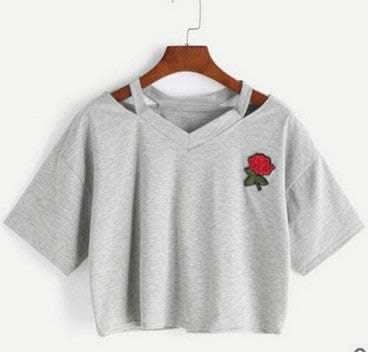 CROP TOP LA ROSE A MANCHES COURTES Fendax 0