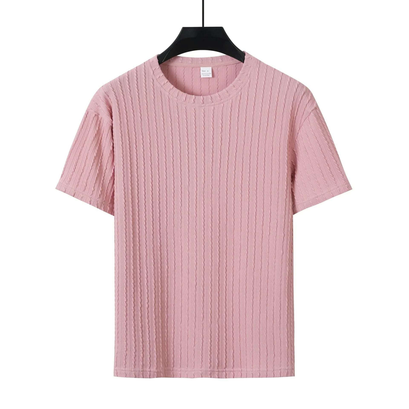 Men's Sports Solid Color Round Neck Pullover Vertical Pattern T-shirt Two-piece Set Fendax 0