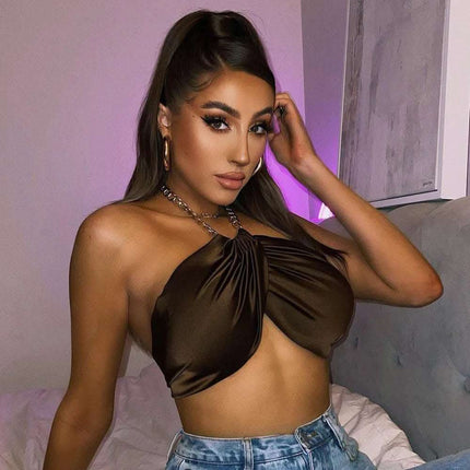 Sexy Wrapped Chest Strap Halterneck Chain Top Fendax 0