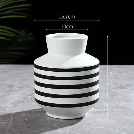 Black And White Striped Ceramic Vase Light Luxury Modern Home Fendax 0