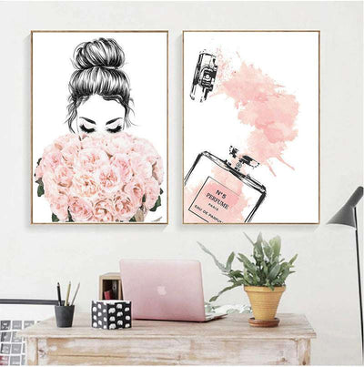 High Heels Books Perfume Bottle Magazine Modern Home Decoration Painting