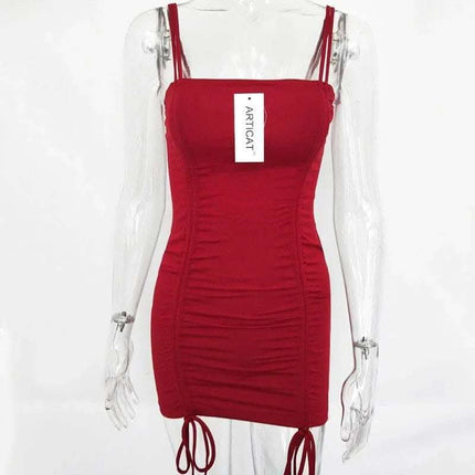 Articat Spaghetti Strap Sexy Backless Women Summer Dress Strapless Bodycon Bandage Party Dresses Vestidos Club Mini Dress Fendax 0