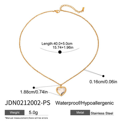 Women's Titanium Steel Rhinestone Heart Necklace Pendant