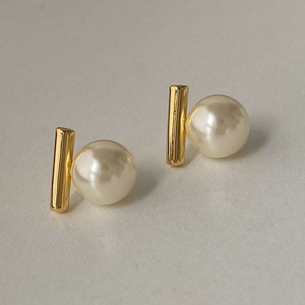 Women's Metal Pearl Stud Earrings Fendax 0