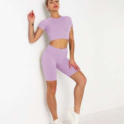 Seamless Short Sleeve Suit Hip Lift Yoga Wear Sports Fendax 0