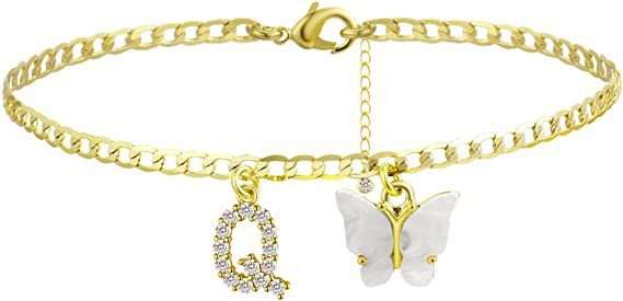 Butterfly Letter Feet Chain Fashion Inlaid Diamond Letter Acrylic Fendax 0