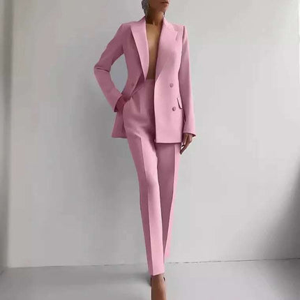 Casual Suits Fashion Long Sleeve Single-breasted Jacket Top And Slim Fit Trousers Women's Business Suits Fendax 0