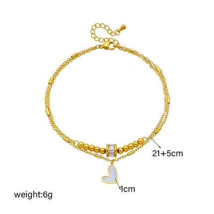 Fashion Jewelry Boho Classic Love Heart Ankle Chain Double Layer Chain Bracelet Anklet Charm Tassel Leg Chain On Foot Chain Women Party Jewelry Accessories Fendax 0