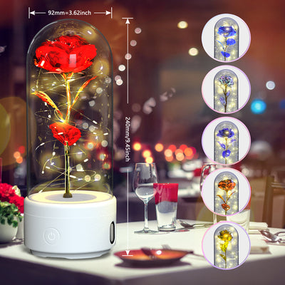 Creative 2 In 1 Rose Flowers LED Light And Bluetooth