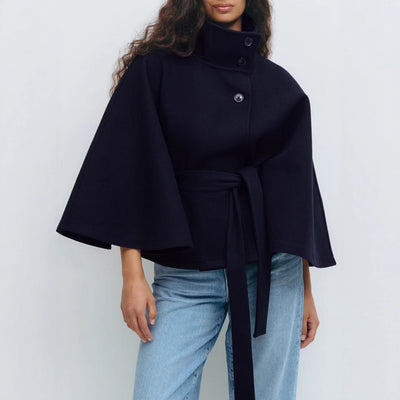 High Neck Batwing Sleeve Coat