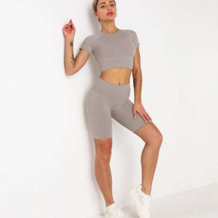 Seamless Short Sleeve Suit Hip Lift Yoga Wear Sports Fendax 0
