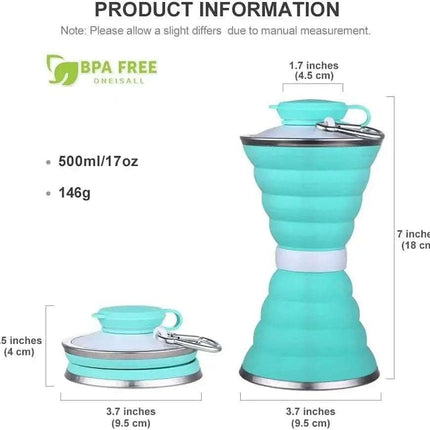 500ML Silicone Water Bottle Cup Foldable Leak Proof Portable Sports Travel Water Bottles For Outdoor Travel Gym Hiking Reuseable Kitchen Gadgets Fendax 0