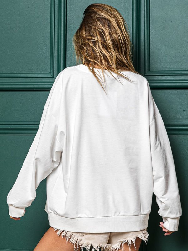 Christmas Round Neck Sequins Pullover Sweater