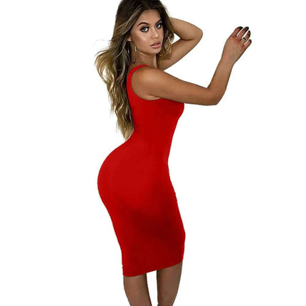 Summer sexy vest dress Europe and the United States large size women's high elasticity pregnant women can wear dresses Fendax 0