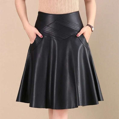 Mid-length high-waist pleated leather skirt skirt Fendax 0