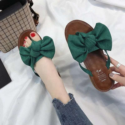 Summer Fashion Outerwear Bow Plywood Slippers Korean