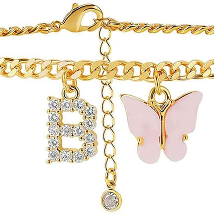 Butterfly Letter Feet Chain Fashion Inlaid Diamond Letter Acrylic Fendax 0