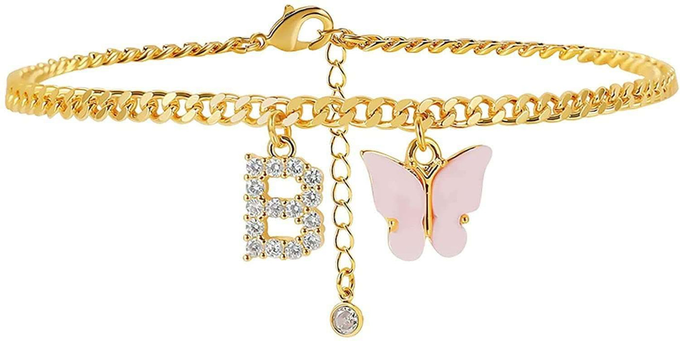 Butterfly Letter Feet Chain Fashion Inlaid Diamond Letter Acrylic Fendax 0
