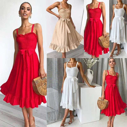 Summer fashion wild sling ruffled lace female dress Fendax 0