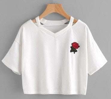 CROP TOP LA ROSE A MANCHES COURTES Fendax 0