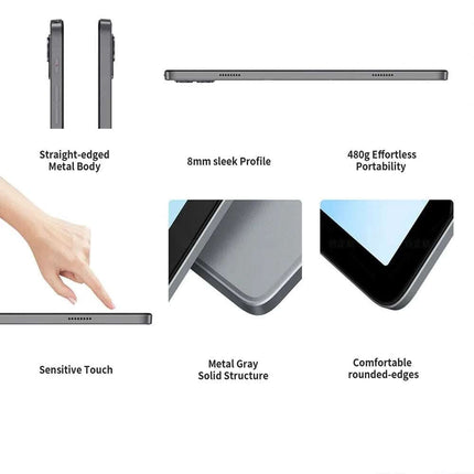 G-tab T11 Android 14 Tablet 10.1 Inch 1280&800 IPS Screen Unisoc T606 8 Core Max 1.6GHz 8GB RAM 4GB&4GB Expansion128GB ROM 2.4&5GHz WiFi Bluetooth 5.0 6580mAh Battery 8MP&13MP Camera Dual 4G Fendax 5