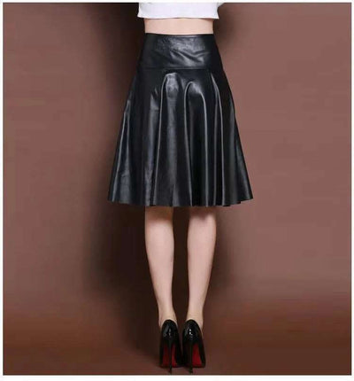 Mid-length high-waist pleated leather skirt skirt Fendax 0
