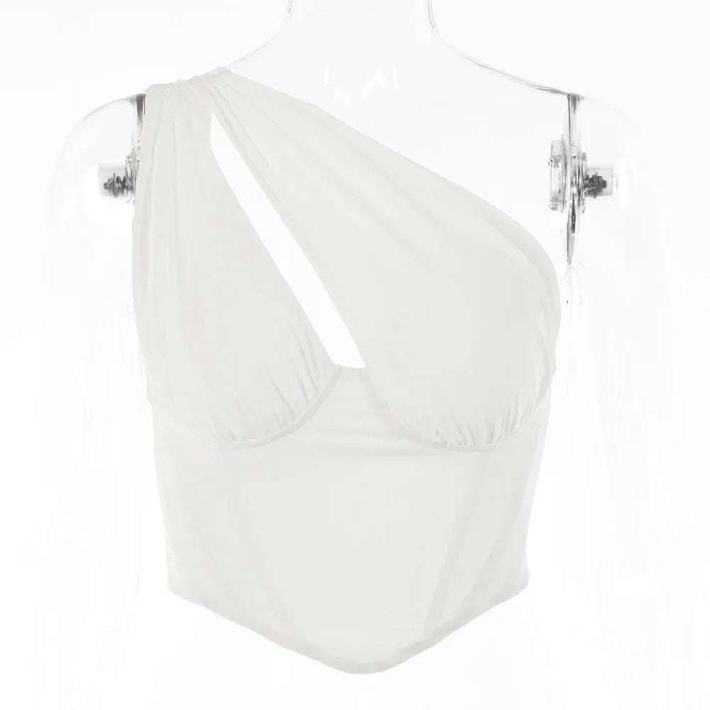 Summer Vacation Style Vest Women Fashion One Shoulder Fendax 0