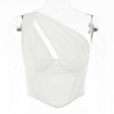 Summer Vacation Style Vest Women Fashion One Shoulder Fendax 0