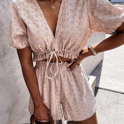 New Summer Lace Embroidery Fashion Temperament Suit Fendax 0