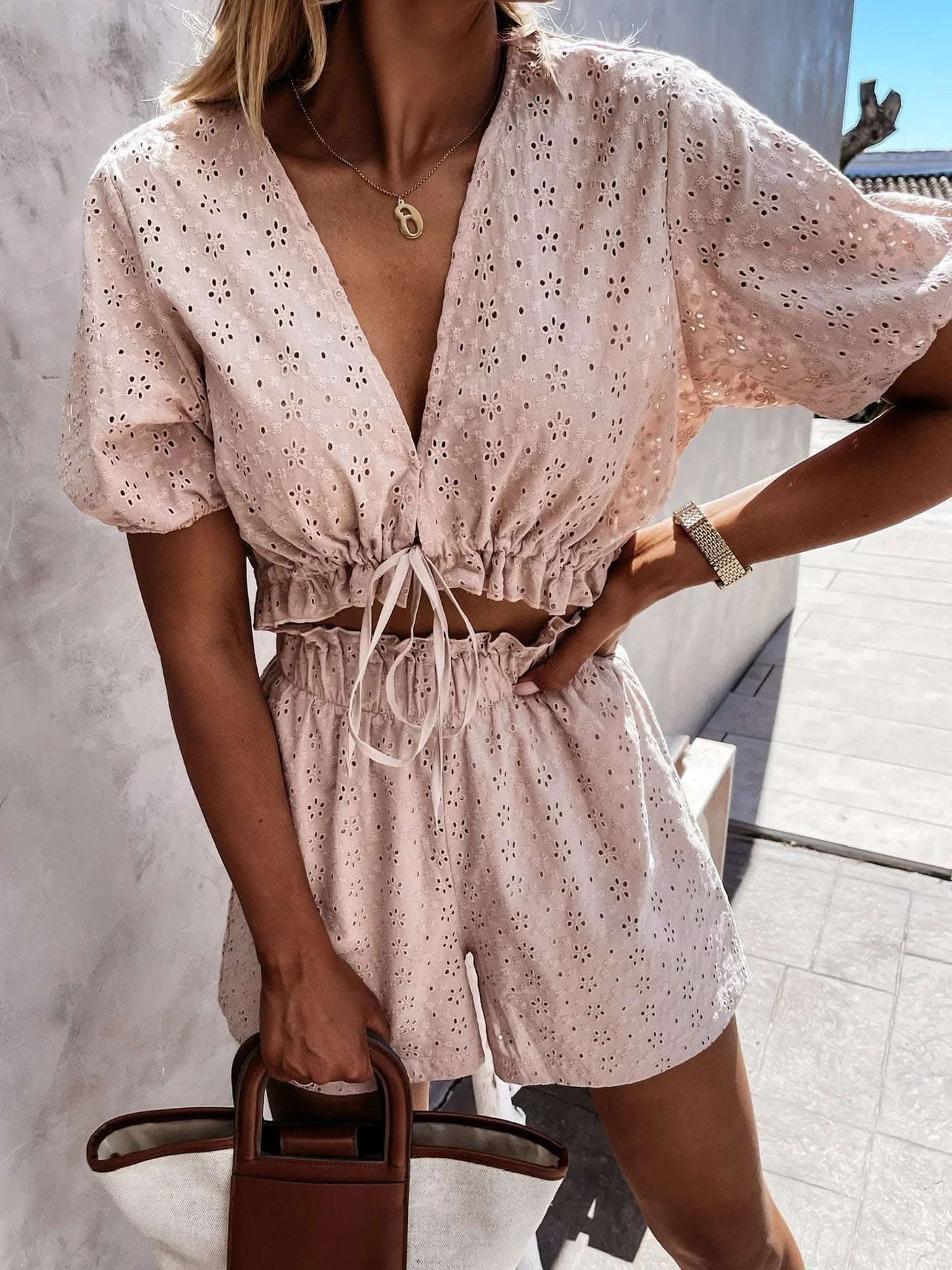 New Summer Lace Embroidery Fashion Temperament Suit Fendax 0