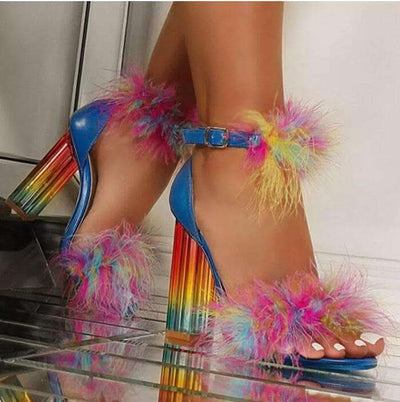 New Summer Fashion Rainbow Women's Crystal Heels Fendax 0