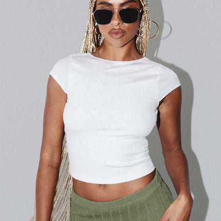Summer Female Y2g Hollow Crop-top Short Sleeve T-shirt Fendax 0